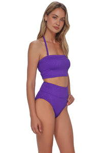 Pacifica Purple Gem Lurex Hannah High Waist Bottom
