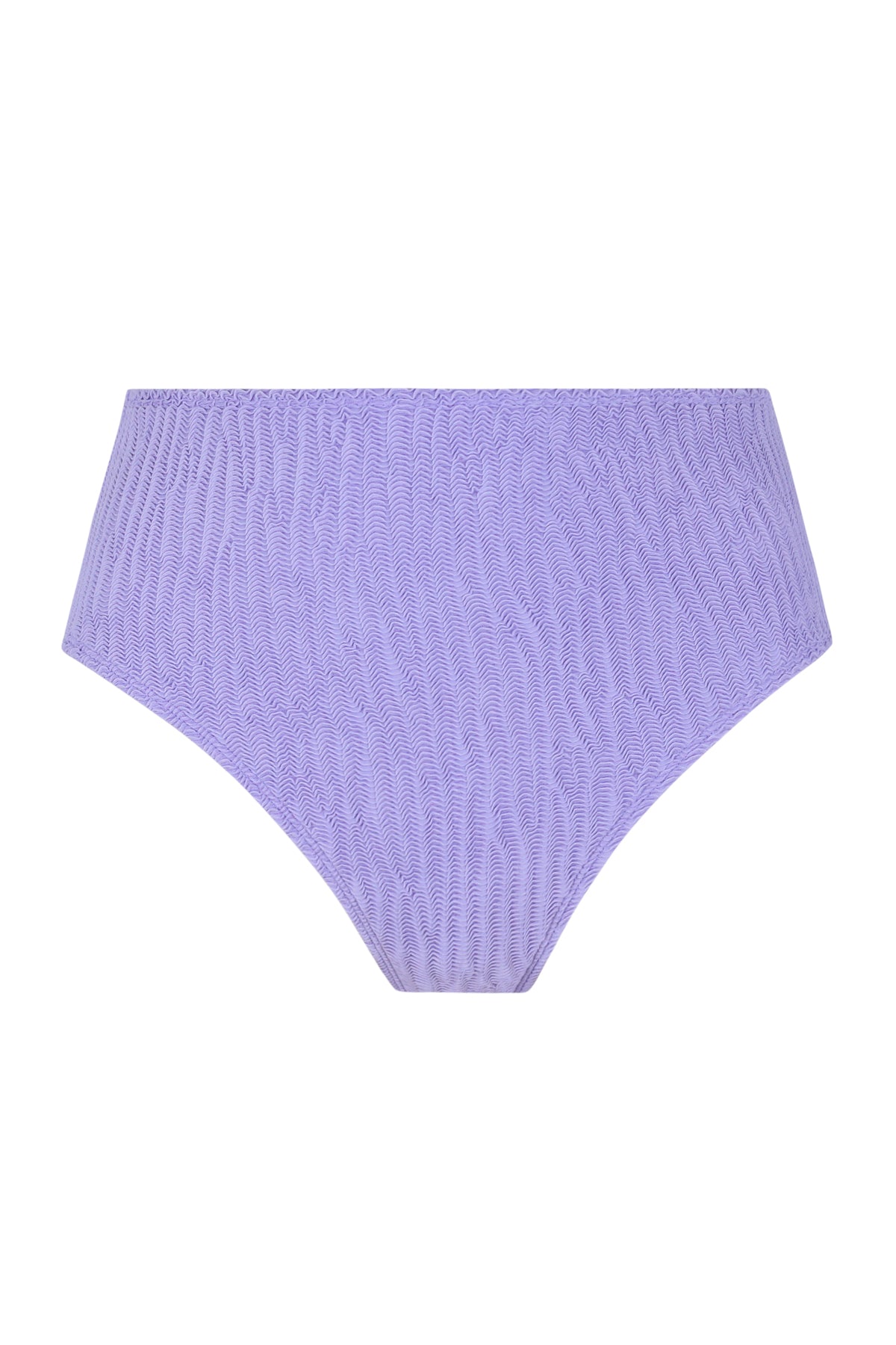 Front pose #1 of a floating garment shot featuring Pacifica by Sunsets Lilac Scrunch Astrid High Waist Bottom