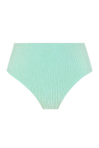 Front pose #1 of a floating garment shot featuring Pacifica by Sunsets Mint Scrunch Astrid High Waist Bottom