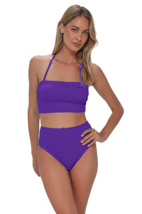 Pacifica Purple Gem Lurex Astrid High Waist Bottom