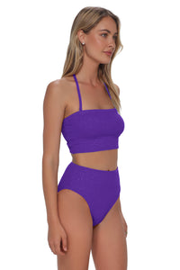 Pacifica Purple Gem Lurex Astrid High Waist Bottom