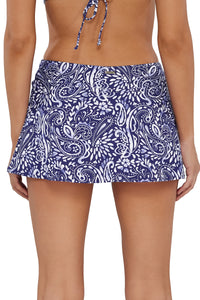 Back pose #1 of Jessica wearing Sunsets Marina Sporty Swim Skirt