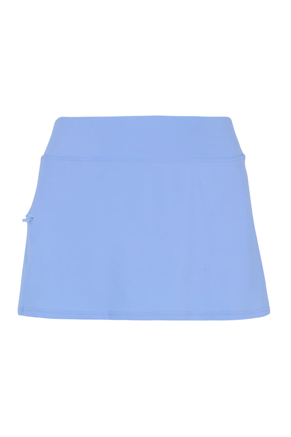 Front pose #1 of a floating garment shot featuring Sunsets Blue Whisper Sporty Swim Skirt