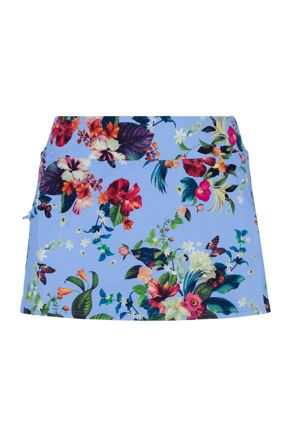 Front pose #1 of a floating garment shot featuring Sunsets Budding Romance Sporty Swim Skirt