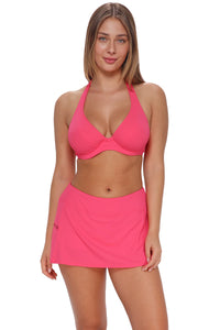 Sunsets Posy Pink Crepe Sporty Swim Skirt