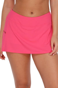 Sunsets Posy Pink Crepe Sporty Swim Skirt