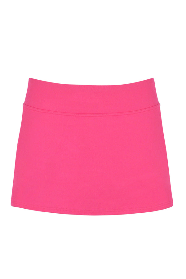 Front pose #1 of a floating garment shot featuring Sunsets Posy Pink Crepe Sporty Swim Skirt