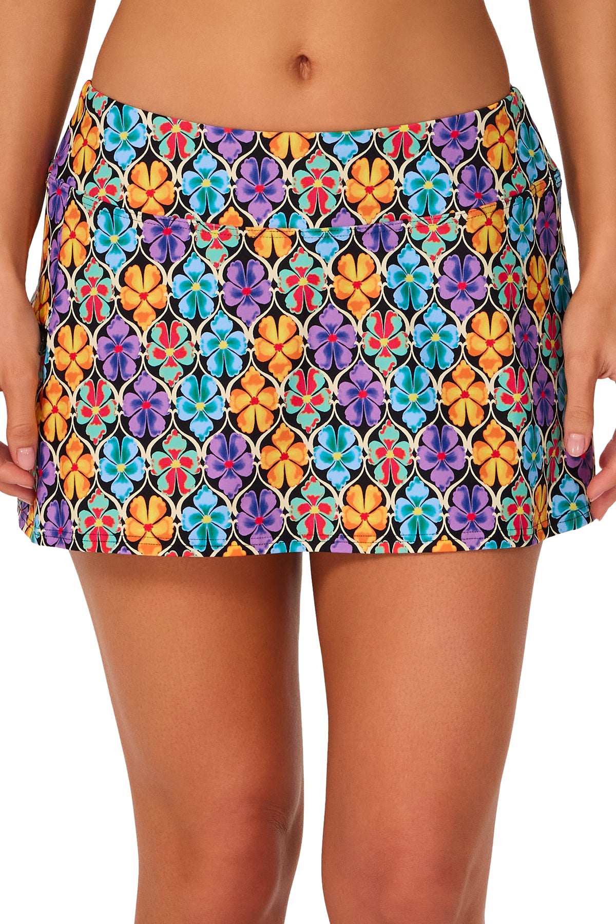 Sunsets Trellis Blooms Sporty Swim Skirt