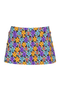 Front pose #1 of a floating garment shot featuring Sunsets Trellis Blooms Sporty Swim Skirt
