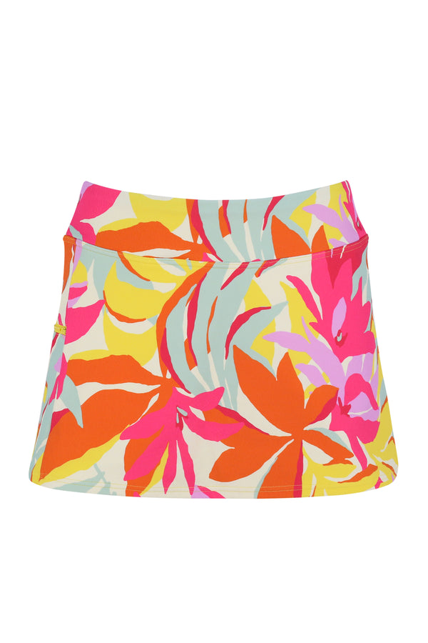 Front pose #1 of a floating garment shot featuring Sunsets Tropicolor Crepe Sporty Swim Skirt