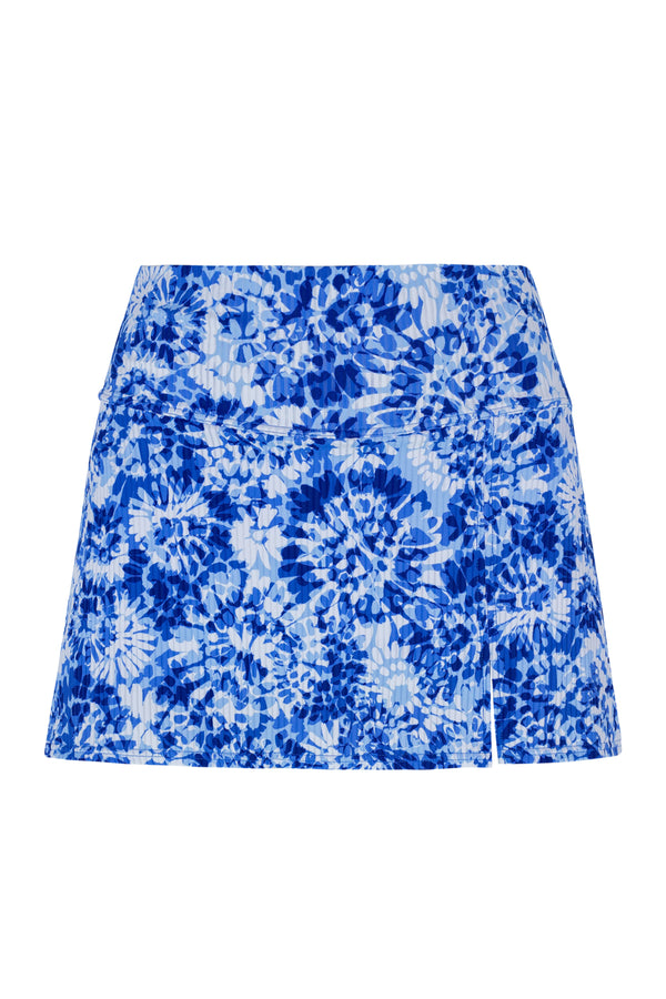 Front pose #1 of a floating garment shot featuring Sunsets Island Ink Rib Allison Swim Skirt