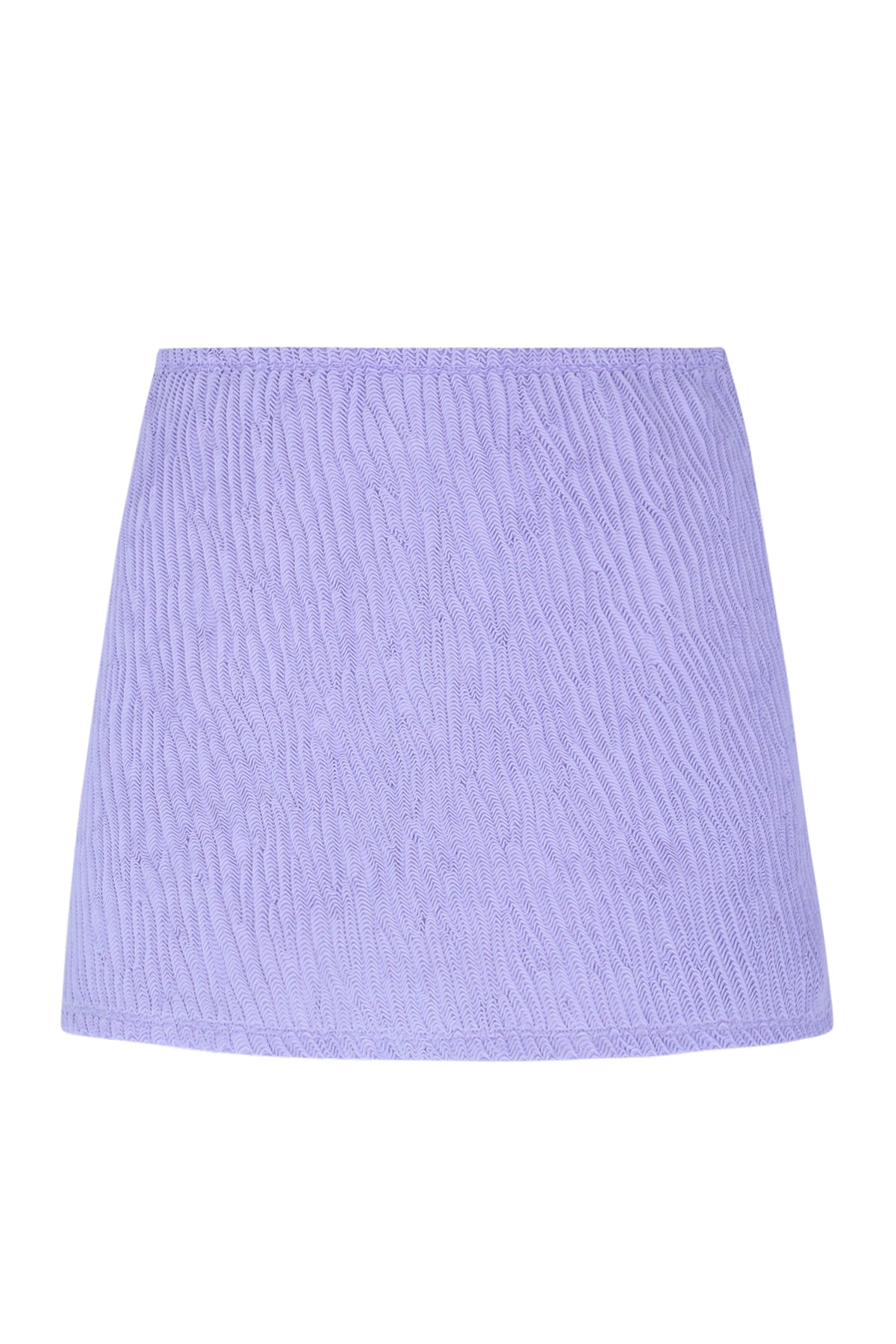 Front pose #1 of a floating garment shot featuring Pacifica by Sunsets Lilac Scrunch Cove Mini Skirt Cover-Up