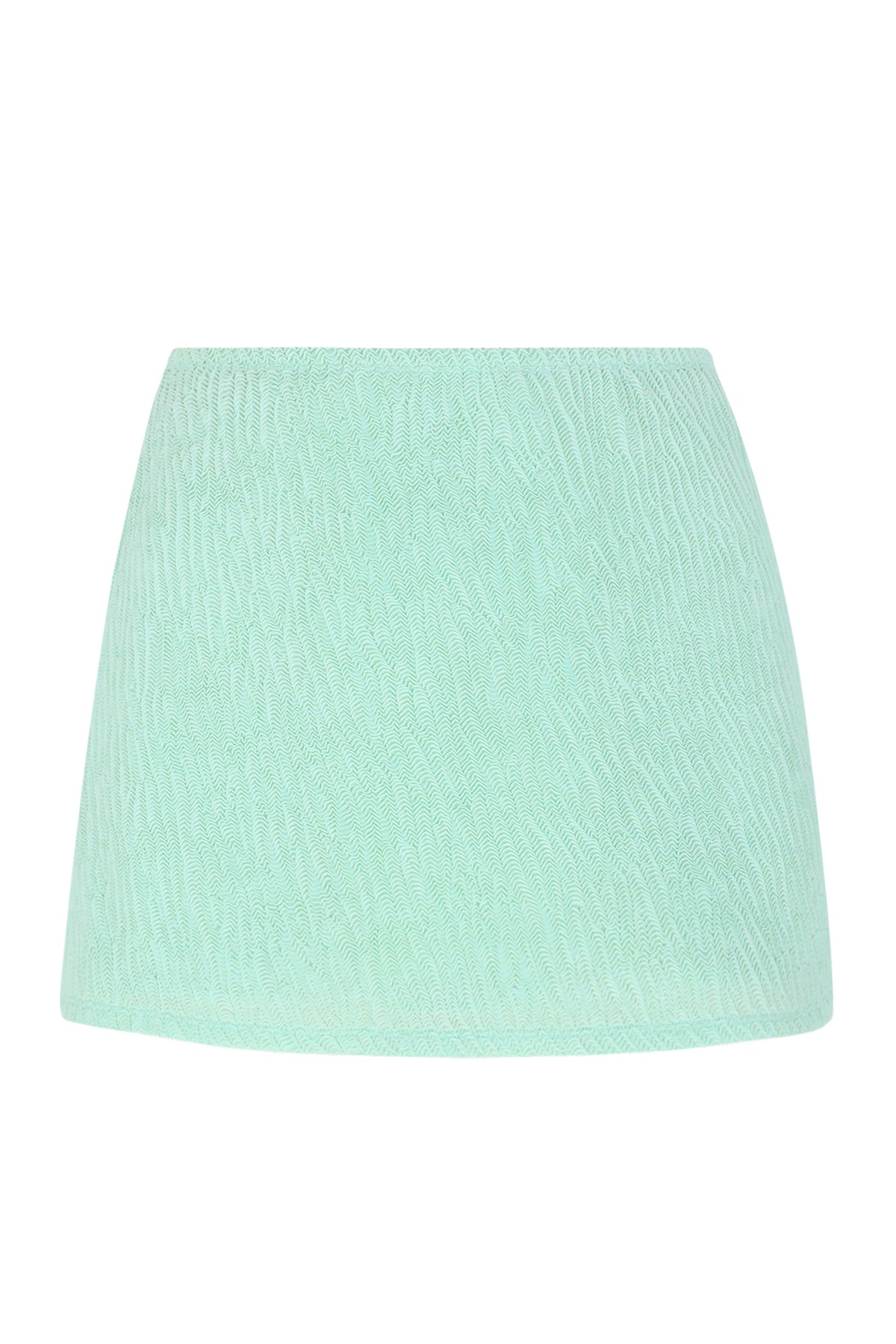 Front pose #1 of a floating garment shot featuring Pacifica by Sunsets Mint Scrunch Cove Mini Skirt Cover-Up