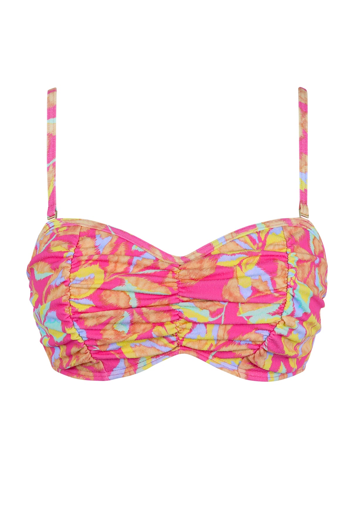 Front pose #1 of a floating garment shot featuring Sunsets Magic Hour Crepe Loretta Bandeau Top