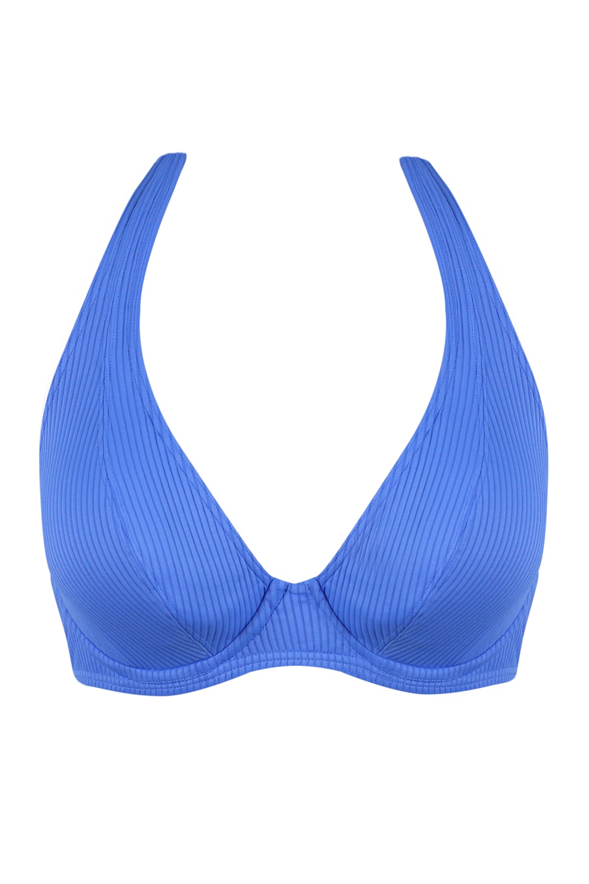 Harbor Blue Sandbar Rib Muse Halter – Bra-Sized Bikini with
