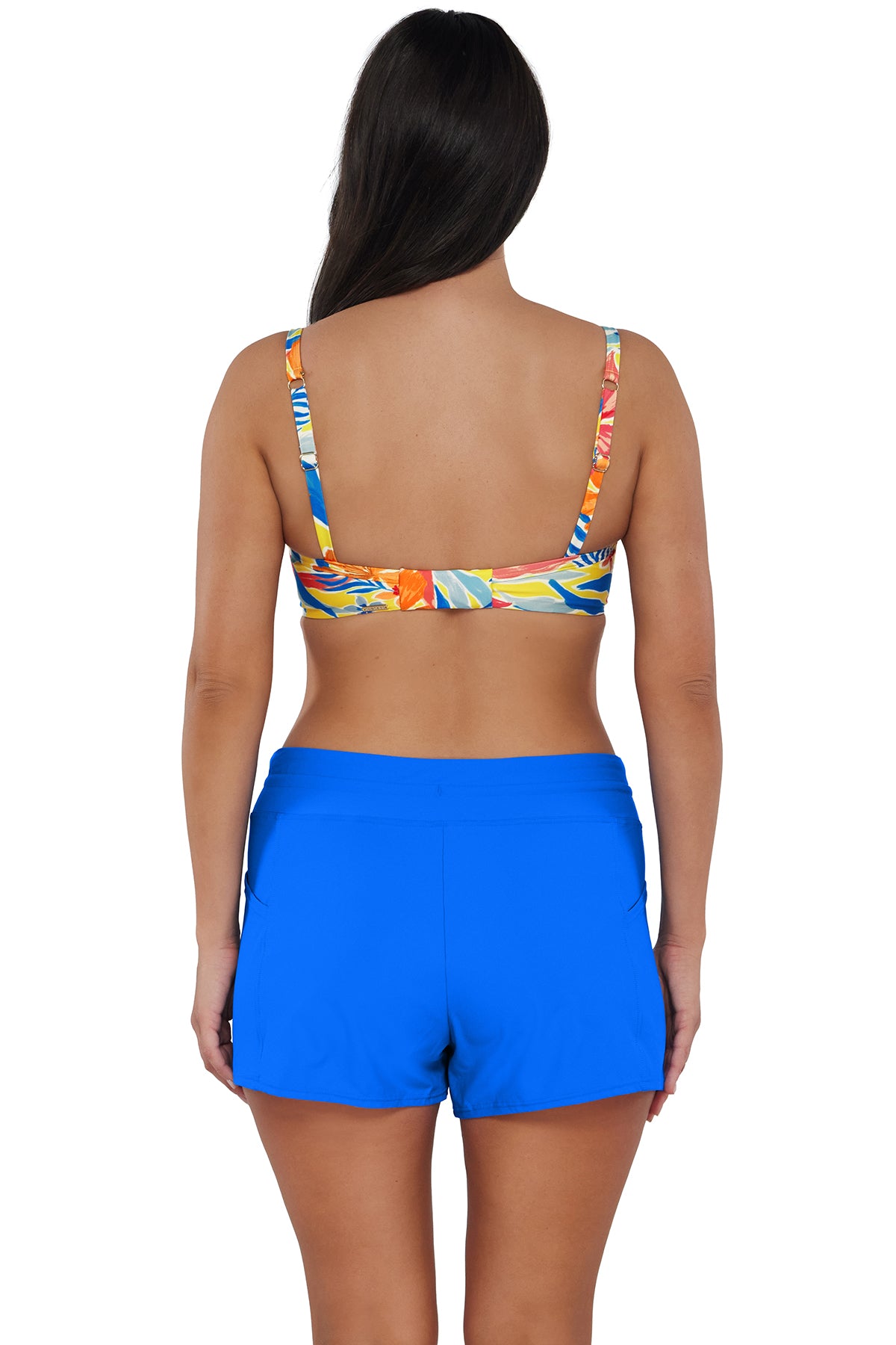 Back pose #1 of Nicki wearing Sunsets Suncatcher Crossroads Underwire Top