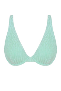 Front pose #1 of a floating garment shot featuring Pacifica by Sunsets Mint Scrunch Emery Top