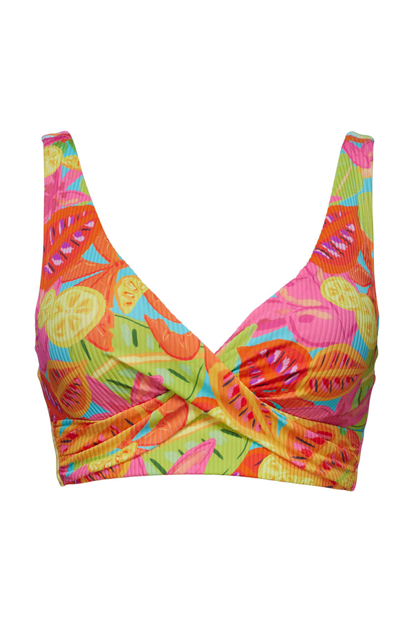 Front pose #1 of a floating garment shot featuring Sunsets Citrus Grove Sandbar Rib Elsie Top