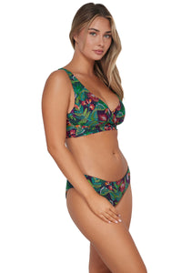 Quarter pose #1 of Taylor wearing Sunsets Welcome To Rio Elsie Top paired with matching Alana Reversible Hipster Bottom