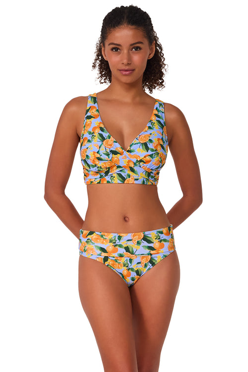 Front pose #1 of Brita wearing Sunsets Clementine Elsie Top