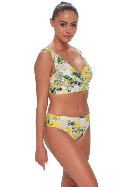 Quarter pose #1 of Daniella wearing Sunsets Isla Soleil Crepe Elsie Top