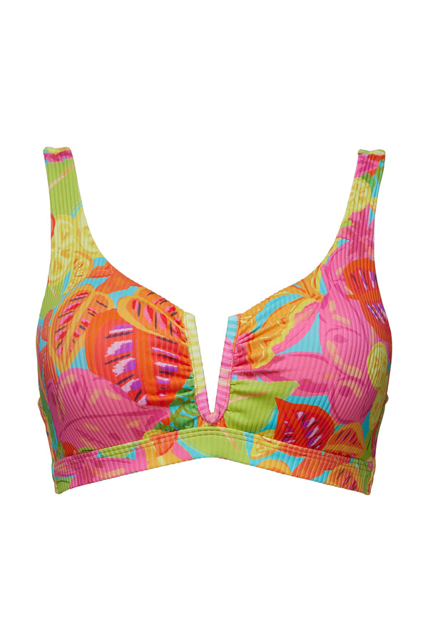 Front pose #1 of a floating garment shot featuring Sunsets Citrus Grove Sandbar Rib Vienna V-Wire Top