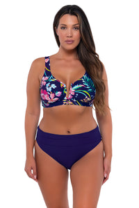 Front pose #1 of Nicky wearing Sunsets Island Getaway Vienna V-Wire Top with matching Hannah High Waist bikini bottom