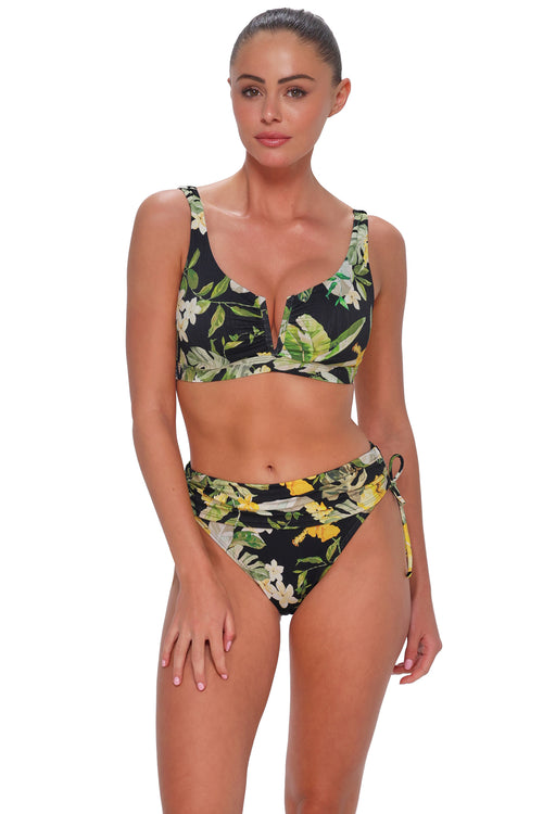Active pose #1 of Daniella wearing Sunsets Night Bloom Vienna V-Wire Top