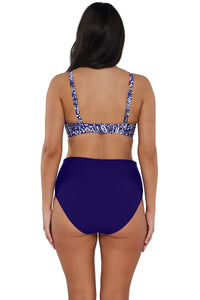 Back pose #1 of Nicki wearing Sunsets Marina Kauai Keyhole Top