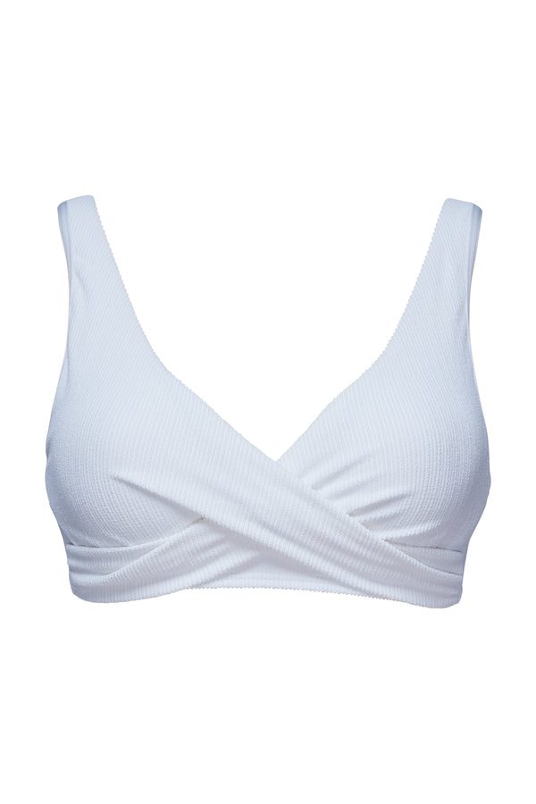 Front pose #1 of a floating garment shot featuring Pacifica Coconut Sorbet Mirabella Top with Trim