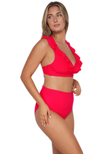 Sunsets Geranium Capri High Waist Bottom XS / GERAN / 310B