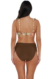 Back pose #1 of Nicki wearing Sunsets Island Spice Willa Wireless Top