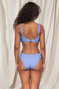 Back pose #1 of Jasmine wearing Pacifica Hydrangea Sandy Scoop Bottom paired with matching Oceana Top Bikini Bottom