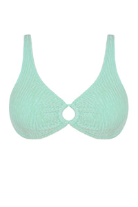 Front pose #1 of a floating garment shot featuring Pacifica by Sunsets Mint Scrunch Oceana Top