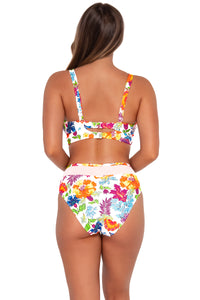 Back pose #1 of Taylor wearing Sunsets Camilla Flora Danica Top with matching Annie High Waist bikini
