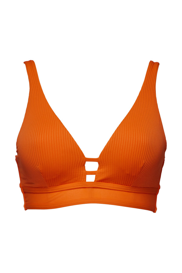 Front pose #1 of a floating garment shot featuring Sunsets Kumquat Sandbar Rib Danica Top