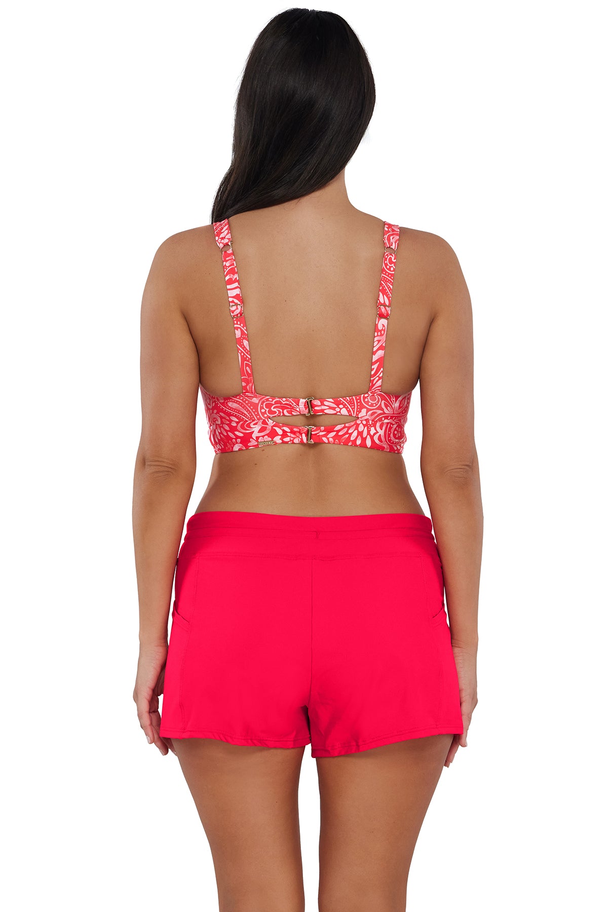 Back pose #1 of Nicki wearing Sunsets Majorca Danica Top