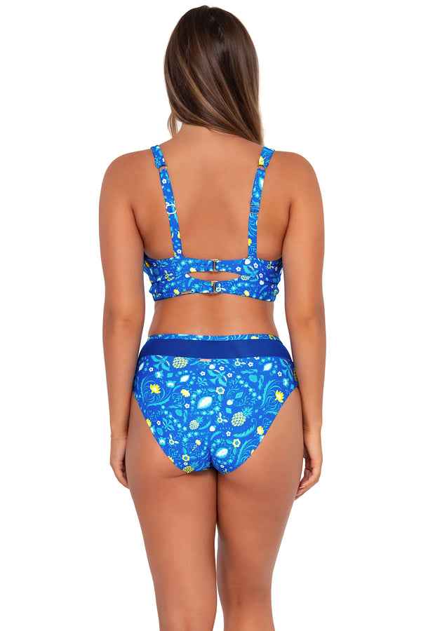 Back pose #1 of Taylor wearing Sunsets Pineapple Grove Annie High Waist Bottom