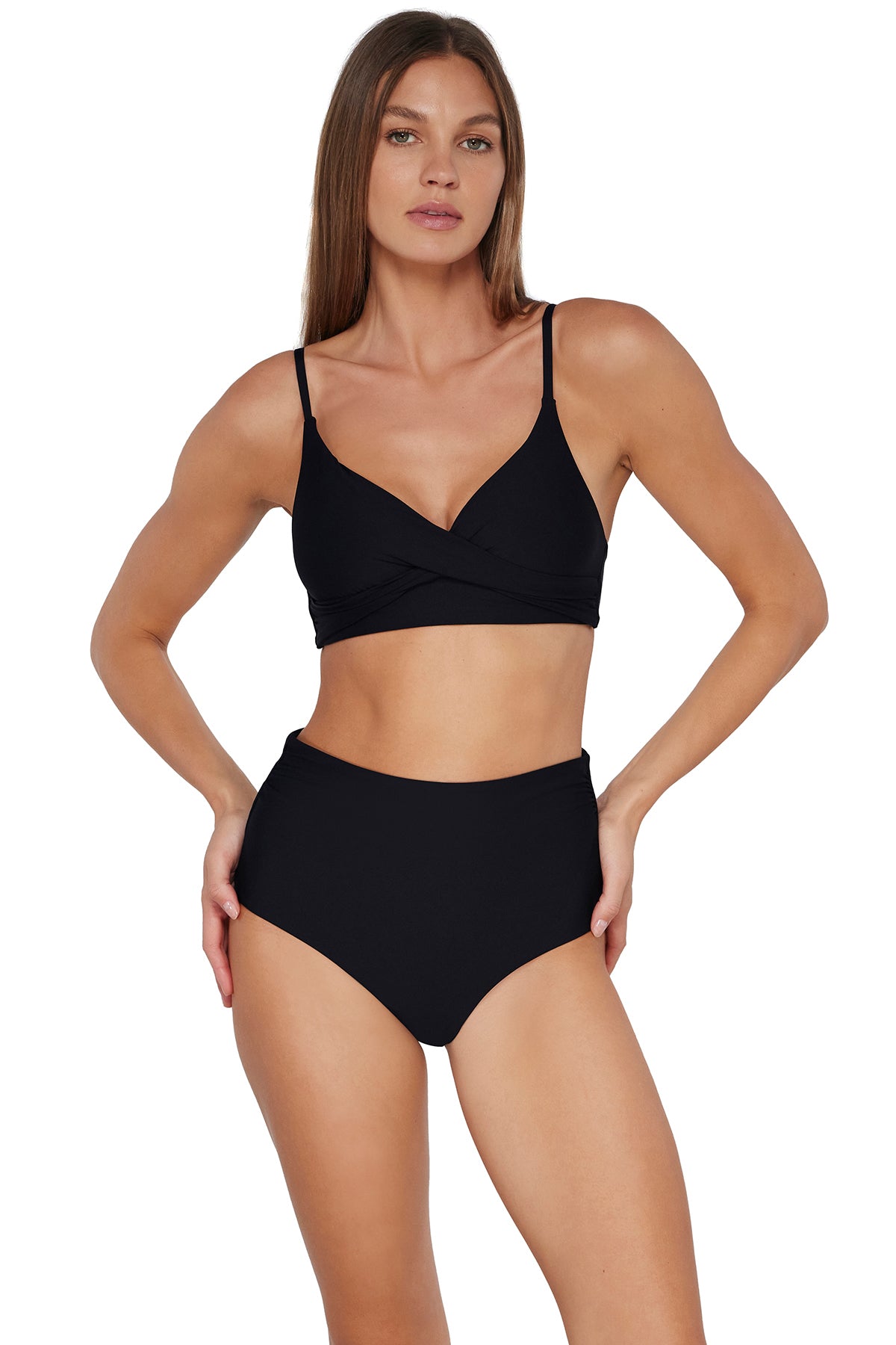 Sunsets Black Capri High Waist Bottom XS / BLCK / 310B