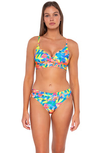 Front pose #1 of Daria wearing Sunsets Shoreline Petals Unforgettable Bottom with matching Lyla Bralette bikini top