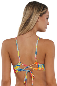 Back pose #1 of Jessica wearing Sunsets Suncatcher Lyla Bralette Top