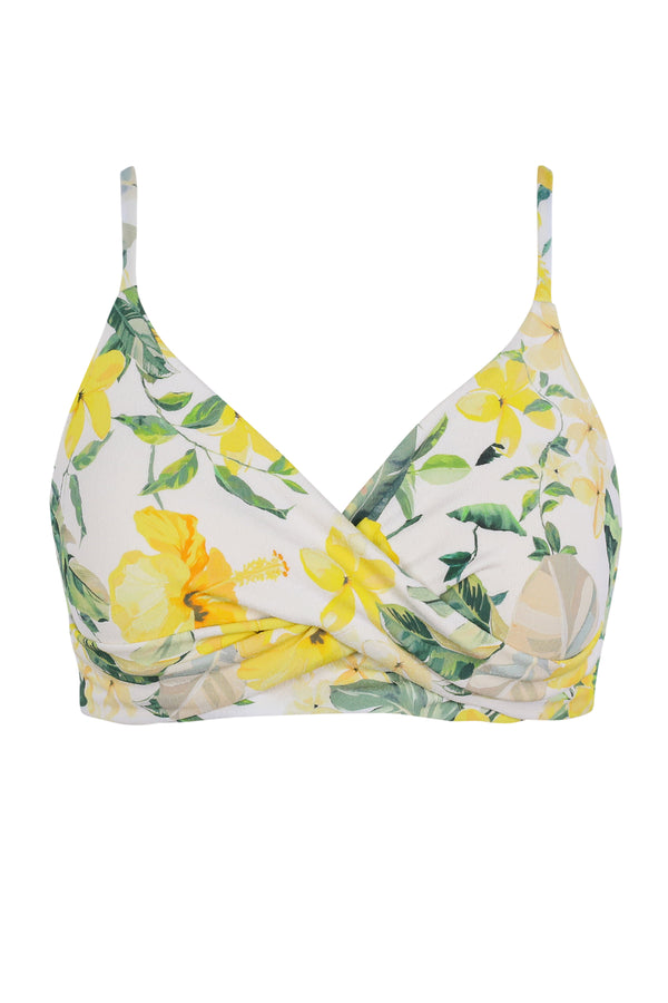 Front pose #1 of a floating garment shot featuring Sunsets Isla Soleil Crepe Lyla Bralette Top