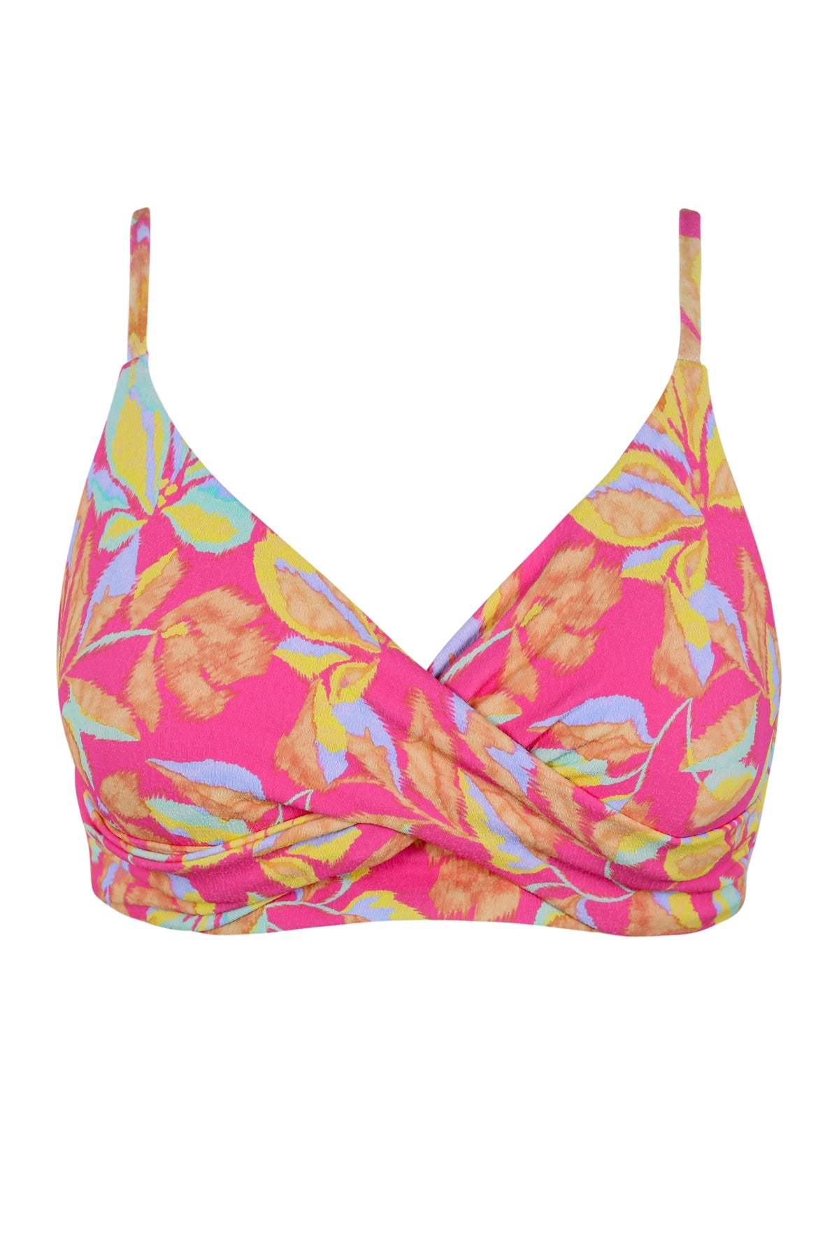 Front pose #1 of a floating garment shot featuring Sunsets Magic Hour Crepe Lyla Bralette Top