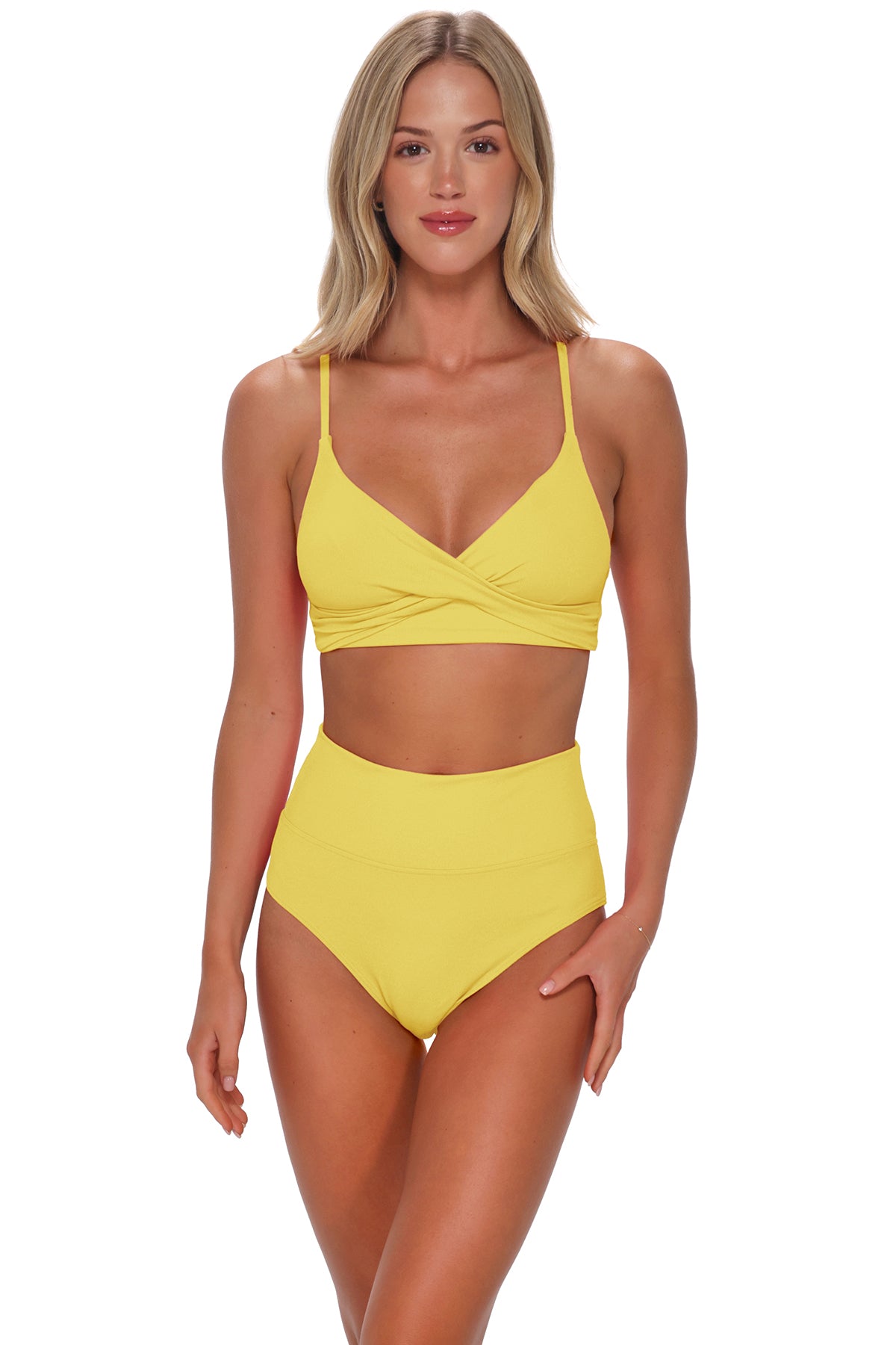 Pineapple Crepe Lyla Bralette: Tie-back Crossover Bikini Top