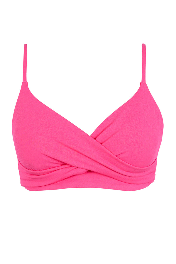 Front pose #1 of a floating garment shot featuring Sunsets Posy Pink Crepe Lyla Bralette Top