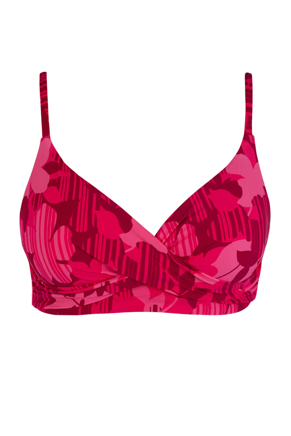 Front pose #1 of a floating garment shot featuring Sunsets Rambling Rose Lyla Bralette Top