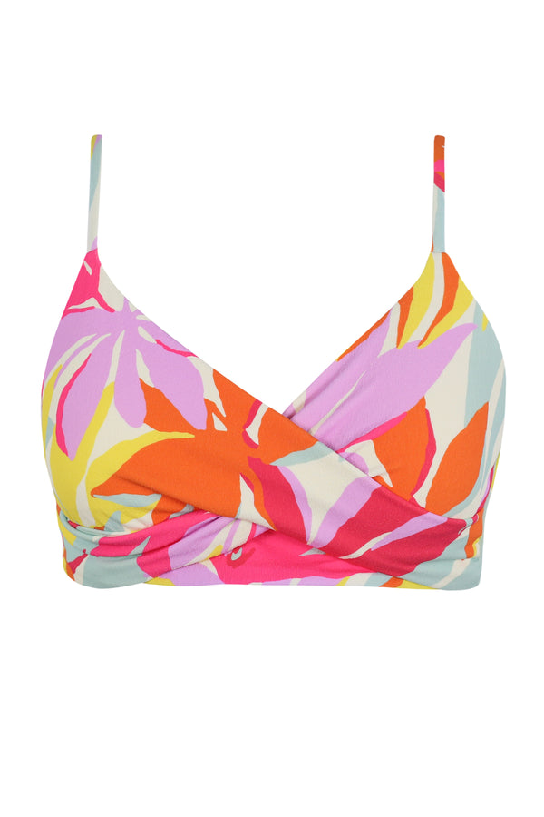 Front pose #1 of a floating garment shot featuring Sunsets Tropicolor Crepe Lyla Bralette Top