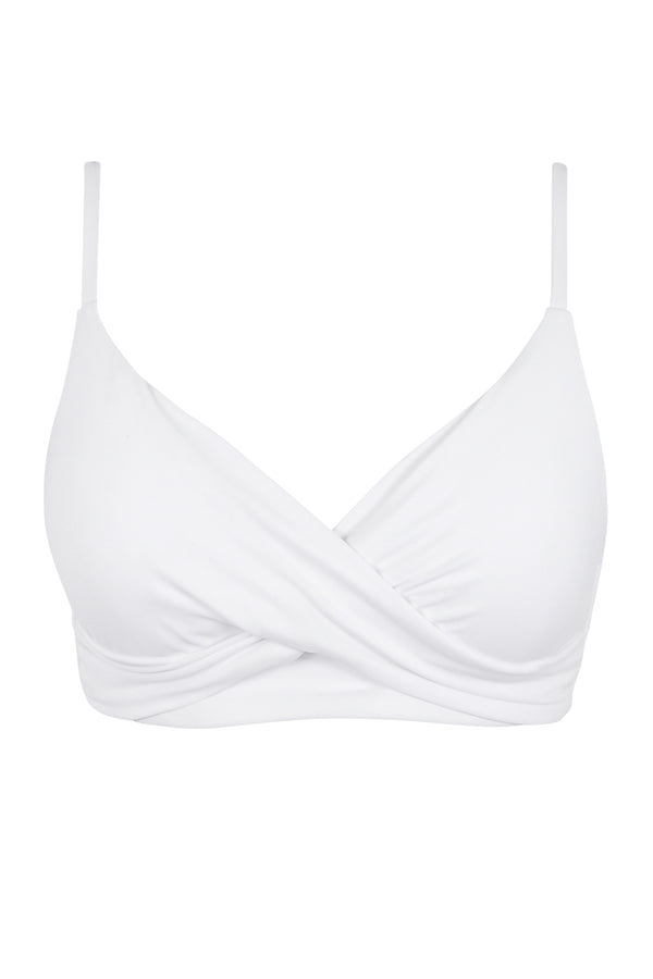 Front pose #1 of a floating garment shot featuring Sunsets White Lily Lyla Bralette Top