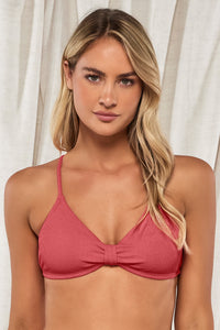 Front pose #2 of Jessica wearing Pacifica Hibiscus Tea Indie Bralette Top