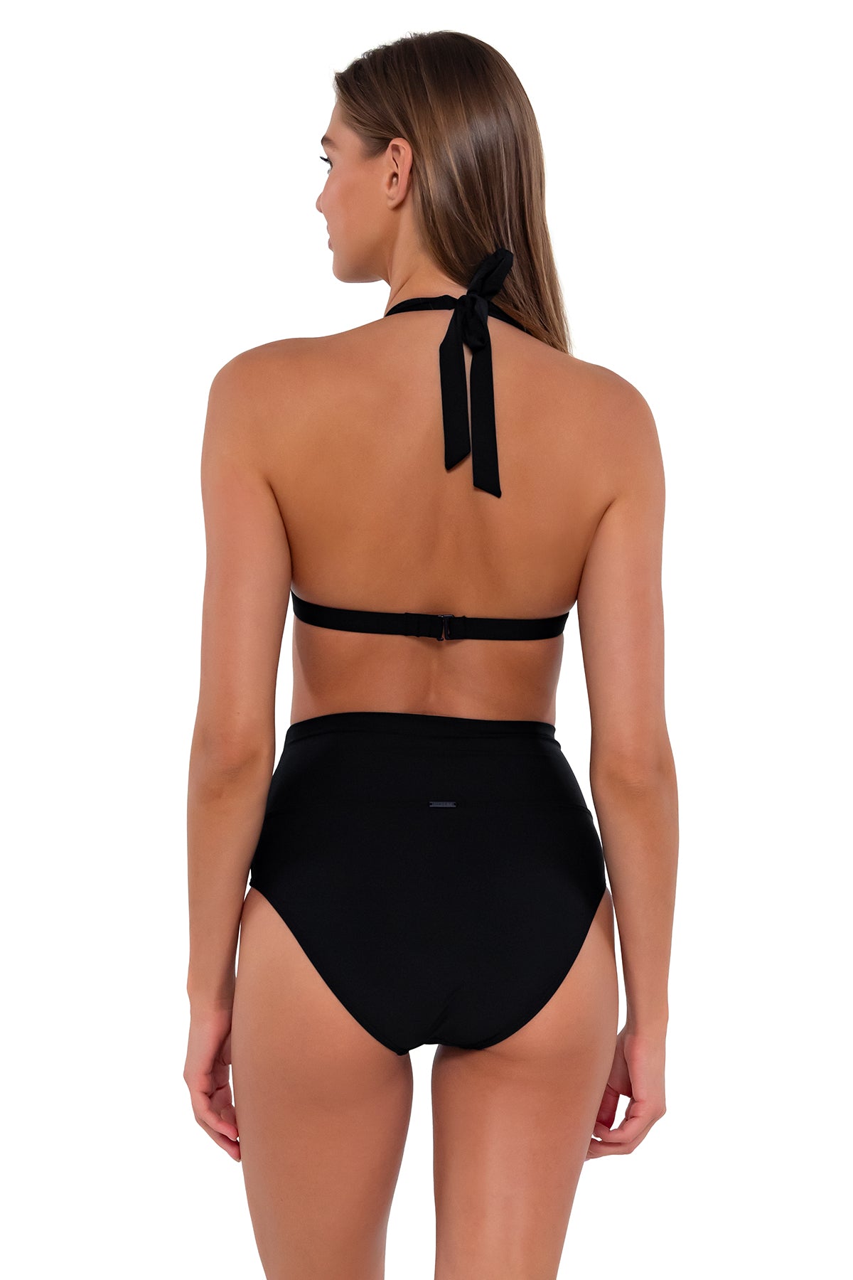 Black Hannah High Waist Foldover Bikini Bottom Sunsets